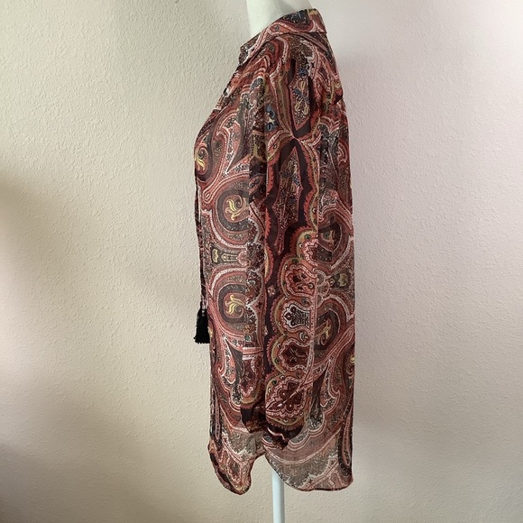 ALICE & OLIVIA Sterling Half Placket Tunic Blouse Mixed Print Moroccan Size S - Picture 8 of 10